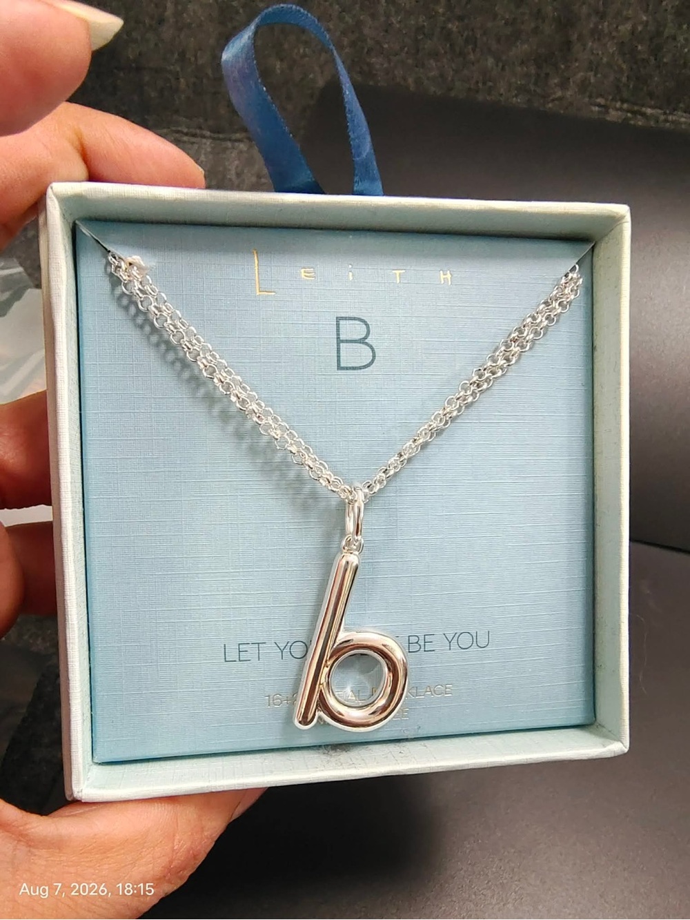 NWB Leith Lowercase Initial b Bubble Pendant Necklace silver MRSP $38